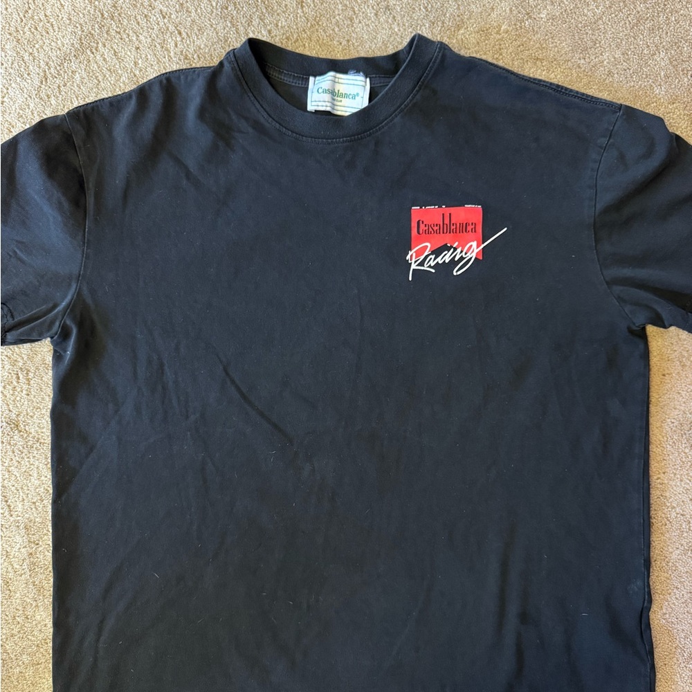 Casablanca Black Racing Logo Short-Sleeve Tee